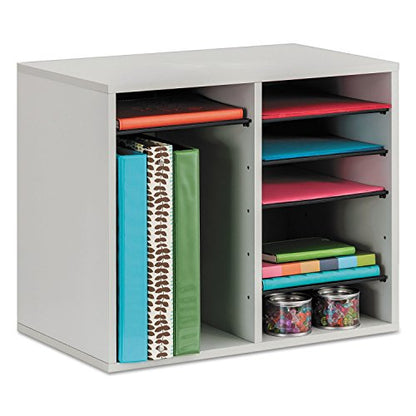 Safco Literature Organizer, 12 Compartments, Office and Classroom Mailbox with Adjustable Shelves, Wood Paper and Mail Sorter, Gray