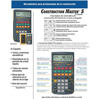Calculated Industries 4054 Construction Master 5 Calculator | en Español, Feet-Inch-Fraction, For Carpenters, Construction Calculator with all Spanish labeling - style: CM5 en Espanol