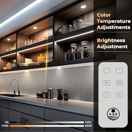 VST Under Cabinet Mini Panel Lighting 3.94inch 12V 2.5W(Total 15W) with Wireless Dimmer Switch, Surface Mount Puck Light for Kitchen Van Truck Car Galley Downlight 6Pack(Round 2700K-6500K) - color: 6 Pack Silver CCT
