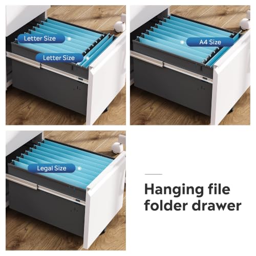 DEVAISE 2 Drawer File Cabinet with Lock for Home Office, Fully Assembled - color: White, size: 17"D x 15"W x 27"H