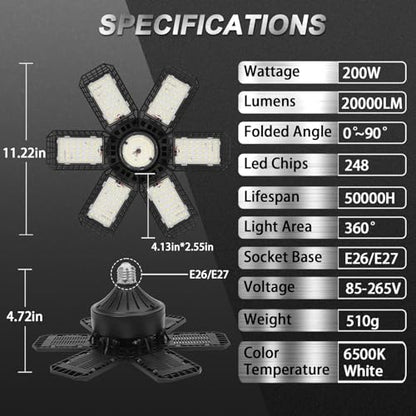 AUDLES Garage Lights 2 Pack, Garage Lights Ceiling LED 20000LM 6500K - size: Standard 200W-2PACK