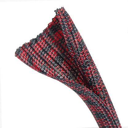 Cable Sleeve Self-Wrapping Wire Loom,Black Red,1/2 Inch x 10FT - color: Black red, size: 1/2"-10ft