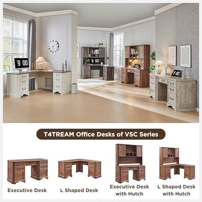 T4TREAM 59" Farmhouse Wood Desk Hutch with Ample Storage, Only Match VSC Series Farmhouse Desk (Reclaimed Barnwood) - color: Reclaimed Barnwood, size: Hutch Only