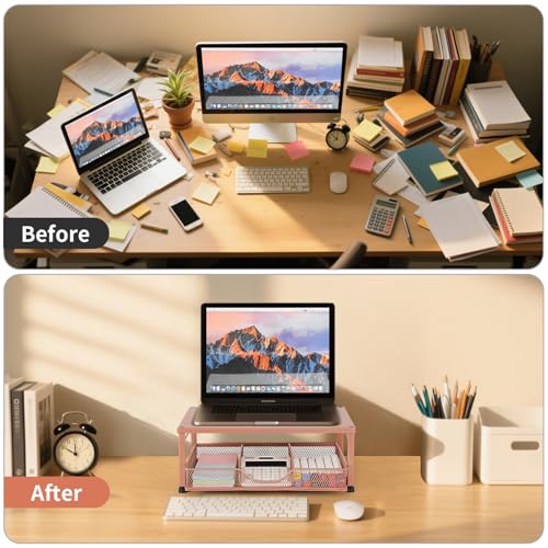 Computer Monitor Stand for Desk, Small Laptop Stand Riser, Broze - color: Bronze-Small