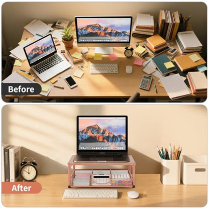 Computer Monitor Stand for Desk, Small Laptop Stand Riser, Broze - color: Bronze-Small