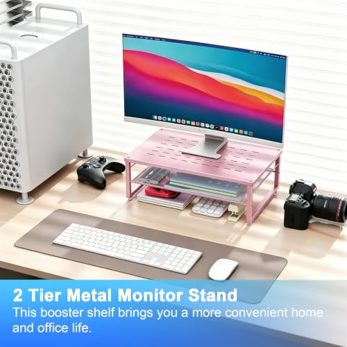 gianotter 2-Tier Metal Monitor Stand Riser - color: Pink