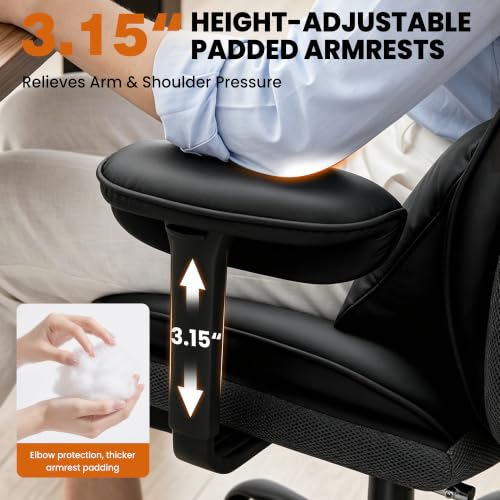 Office Chair, Desk Chair with Soft Adjustable Armrests - color: Black