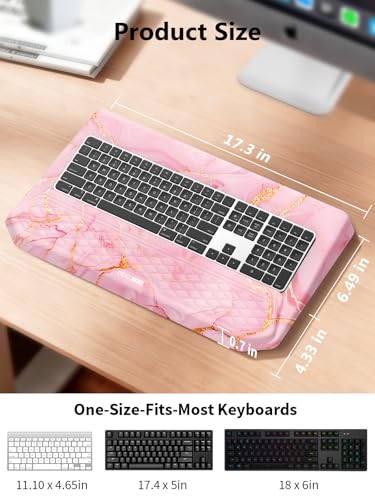 2-in-1 Ergonomic Keyboard Stand with Wrist Rest, Pink Marble - color: Pink Marble