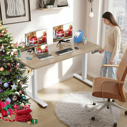 farexon 48'' × 24'' Electric Standing Desk Adjustable Height with Wheels - color: Oak Grey, size: 48 x 24''