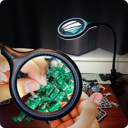 Brightech LightView Flex Magnifying Desk Lamp, 1.75X Light Magnifier, Adjustable Magnifying Glass with Light for Crafts, Reading, Close Work - color: Black