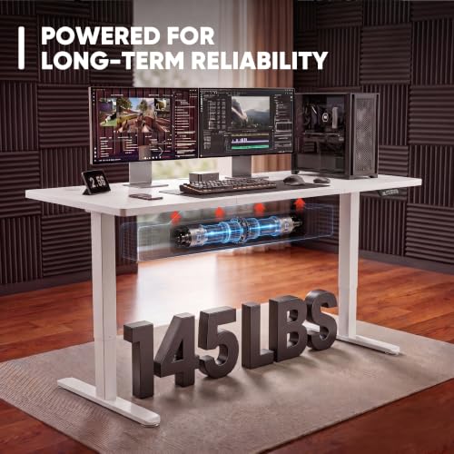 Furmax 48 Inches Electric Height Adjustable Standing Desk Home Office Desk - color: White, size: 48 Inch