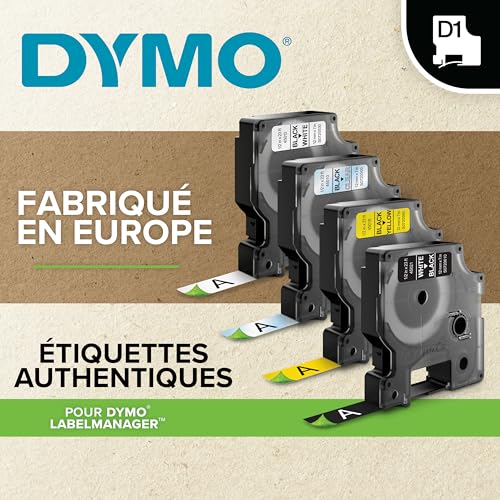 DYMO D1 Durable Labeling Tape for LabelManager Label Makers White Print on Black Tape 1/2" W x 10' L 1 Cartridge (1978365) - color: White on Black