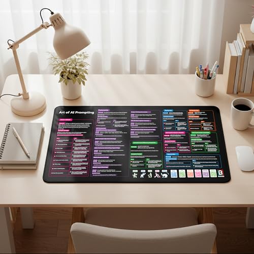 Chat GPT Cheat Sheet Desk Mat | How to Write an Effective Prompt Using Chatgpt, Copilot Cheat Sheet Large Desk Mat for Keyboard and Mouse | 12x22 in - size: 12" x 22"