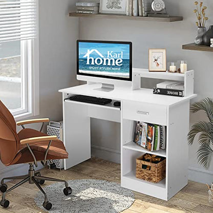 Karl home Computer Desk Study Writing Desk, White - color: White, size: with Keyboard 1