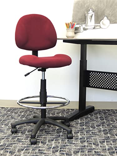 Boss Office Products B1615-BY Ergonomic Works Drafting Chair Without Arms, Burgundy, Mid-Back - color: Burgundy, style: No Arms