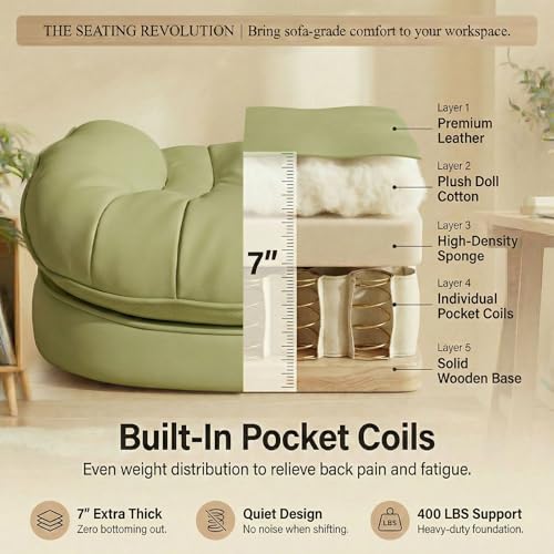 Efomao Big & Tall Desk Chair, Wide Executive Office Chair with Footrest Green - color: 3070mus-green