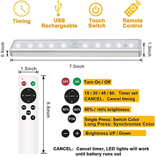 Diomart Under Cabinet Lighting with Remote, 3 Color Temps,4 Pcs - size: 4 Pack