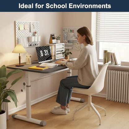 Spacious Manual Standing Desk, Adjustable Sit-Stand Office Desk, Sturdy Metal Legs, Hand Lift Computer Desk (White 80x60cm/31.5x23.6in) - color: White, size: 80x60cm/31.5x23.6in