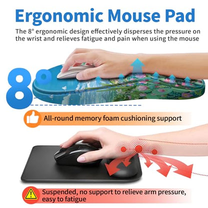 YIWEI Ergonomic Mouse Pad with Wrist Rest for Carpal Tunnel Pain Relief - color: Cactus