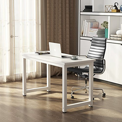 Tribesigns Modern Simple Computer Desk, 47 inch Office Desk Computer Table, Study Writing Study Desk for Home Office, White - color: White, size: 47*23.6 inch