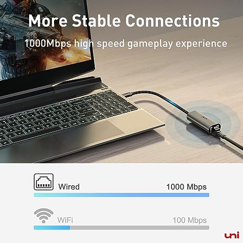 uni USB C to Ethernet Adapter 1Gbps, Driver Free RJ45 to USB C for Laptop - style: Grey-USB C