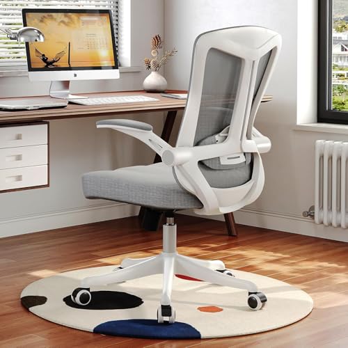 Ergonomic Office Desk Chair High Back Mesh Computer Chair Adjustable Chair | 360° Swivel Adjustable Lumbar Support & Flip-Up Armrests capacity 300 lbs capacity - color: 08grey