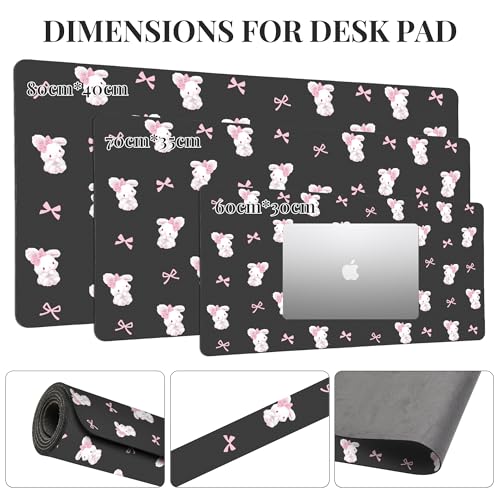 Bow Bunny Desk Mat, Cute Extended Gaming Keyboard Mouse Pad, Large Office Desk Cover Mat Pad Deskmat, Non-Slip Leather Home Office Desk Mat Protector 31.5"×15.7" - color: Bunny, size: L(31.5×15.7 inch)
