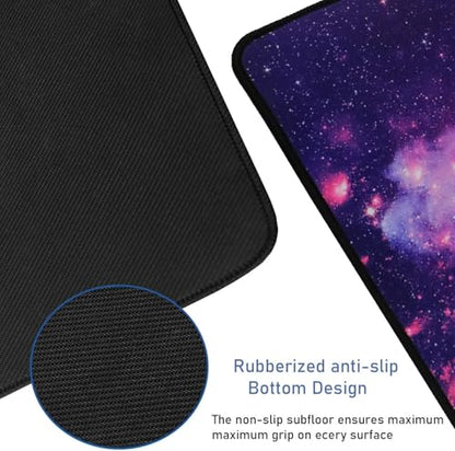 Gaming Mouse Pad with Stitched Edges (35.4X15.7In) Waterproof Desk Pad - color: Galaxy, size: 35.4L x 15.7W inches