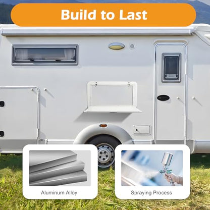 Fold Down Wall Mount Desk, Maximum Load 55.11lb, Aluminum Alloy Folding Wall Table, Lockable External Desk Kit for RV, Caravan, Caravans, Truck Campers, White
