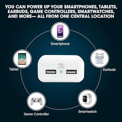 Clamp N Charge USB Charging Station for Lamp Cords, No Outlet, No Rewiring | DIY install in under a minute with a Phillips screwdriver; fits flat lamp cords, charges 2 devices, USB-C adapter included