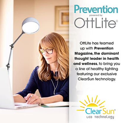 OttLite Prevention Pharmacy LED Floor Lamp, Adjustable, White | ClearSun LEDs Reduce Eyestrain | 3-Point Adjustable Neck | 3 Brightness Settings