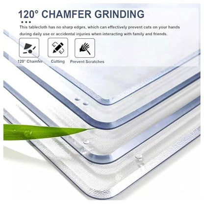 Clear Table Cover Protector 1.5 Thick, 12"x62" Plastic Table Cover Protector, PVC Desk Mat, Easy to Clean, Waterproof Tablecloth for Kitchen, Dinning Room - size: 12" x 62" (Rectangular)
