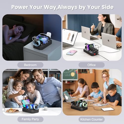 190W Charging Station for Multiple Devices, Family Organizer Charging Dock