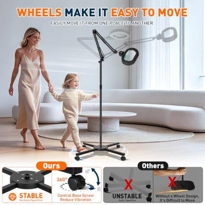 2200 Lumens 12X Esthetician Magnifying Floor Lamp, 3-Axis Magnifier - color: Black, size: 12X
