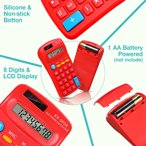 Flutesan 30 Pack Pocket Calculator,Green, White, Red, Yellow, Blue, Black - color: Green, White, Red, Yellow, Blue, Black