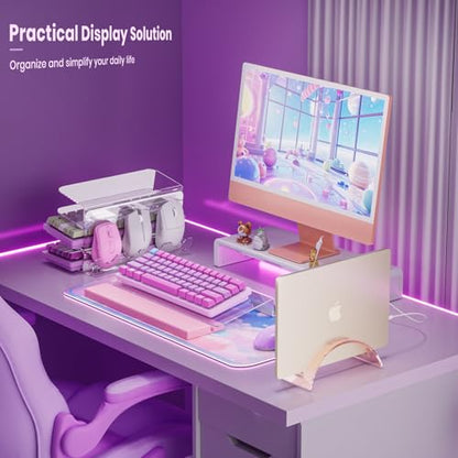 Acrylic Vertical Laptop Stand for Desk,Acrylic Invisible Desktop Notebook Dock,Vertical Laptop Holder Space-Saving Organizer for All MacBook, Surface, Samsung, HP, Dell-Pink… - color: Pink