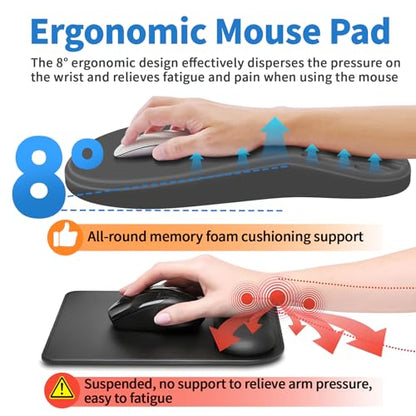 YIWEI Ergonomic Mouse Pad with Wrist Rest for Carpal Tunnel Pain Relief - color: Dark Gray