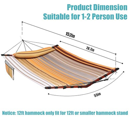 TegerDeger 12FT 2 Person Hammock V Shaped Spreader Bar Fall Yellow Stripes - color: Fall Yellow Stripes