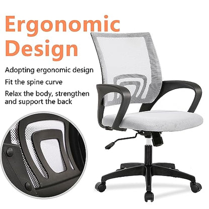 PayLessHere | Office Chair | White | Pack of 2 | with Lumbar Support - color: White, style: pack of 2