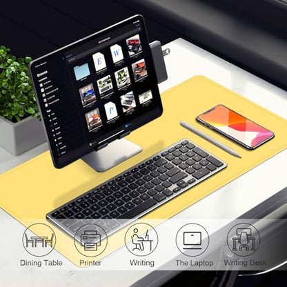 Leather Desk Pad Protector, 47.2'' x 23.6'', Suede Base Sewing Desk Blotter, Non-Slip Office Mat, Waterproof Writing Pad - Yellow - color: Yellow, size: 47.2'' x 23.6''