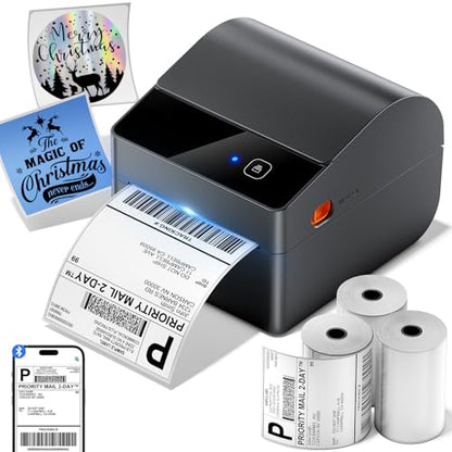 ASprink Bluetooth Shipping Label Printer with 750 Pcs Labels - color: Grey