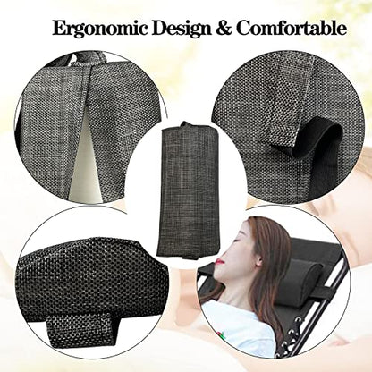 Zero Gravity Chair Set of 2 Replacement Pillow Headrest with Elastic Band, Universal Soft Removable Padded Cushion Head Pillow for Zero Gravity Lounge Chair, Folding Patio Lawn Recliner Chair, Grey - color: Grey, size: 2 Pack