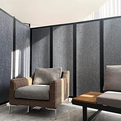 Room Partition, 10'6"W x 6'7"H,5 Panel,Grey - color: Grey, size: 128"(L)*78.7"(H)