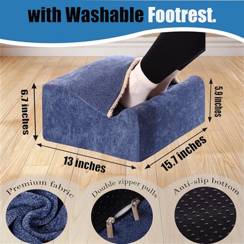 Keep Warm Foot Stool Foot Rest for Under Desk At Work | Office Footrest with Warm Feet Pocket,Ergonomic Under Deskfoot stool Stool for Office Chair & Back &Pain Relief blue+ - color: Blue+