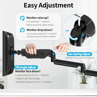 MOUNTUP Triple Monitor Mount for 17-32 inch Screens, Full Motion Triple Monitor Stand, 3 Monitors Desk Mount Holds 4.4-19.8 lbs Each, Clamp & Grommet Mounting, Black - size: Triple