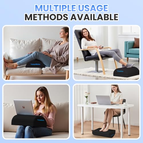 TranquilRelax Foot Rest Under Desk, 3-Height Adjustable Foot Stool, Black - color: Black, size: X-Large