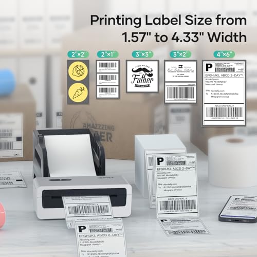 iDPRT Thermal Label Printer, Bluetooth 4x6 Shipping Label Printer, White - color: White-Mini