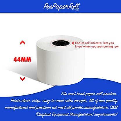 44mm (1-3/4") x 150' BOND Cash Register/Calculator Receipt Paper - 40 Rolls