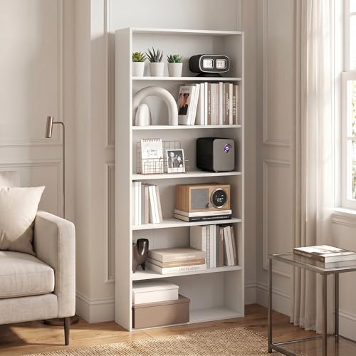 6-Tier Cube Storage Organizer Bookshelf, Bookcase with Open Shelf, Book Shelf, 7 x 24 x 53, for Bedroom, Home Office, Living Room, White - color: White, size: 6 Tier