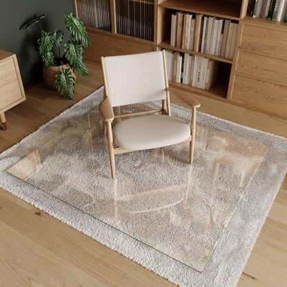 Koonmi Tempered Glass Chair Mat 45"x53" - Premium Office Chair Mat for Hardwood Floors & Low-Pile Carpet with 4 Non-Slip Pads - Thick Scratch-Resistant Surface - size: 45*53
